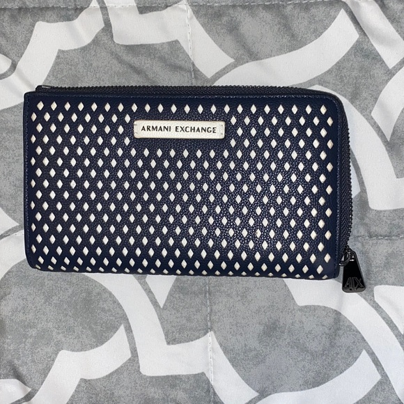 Armani Exchange Handbags - Armani Exchange navy blue leather wallet